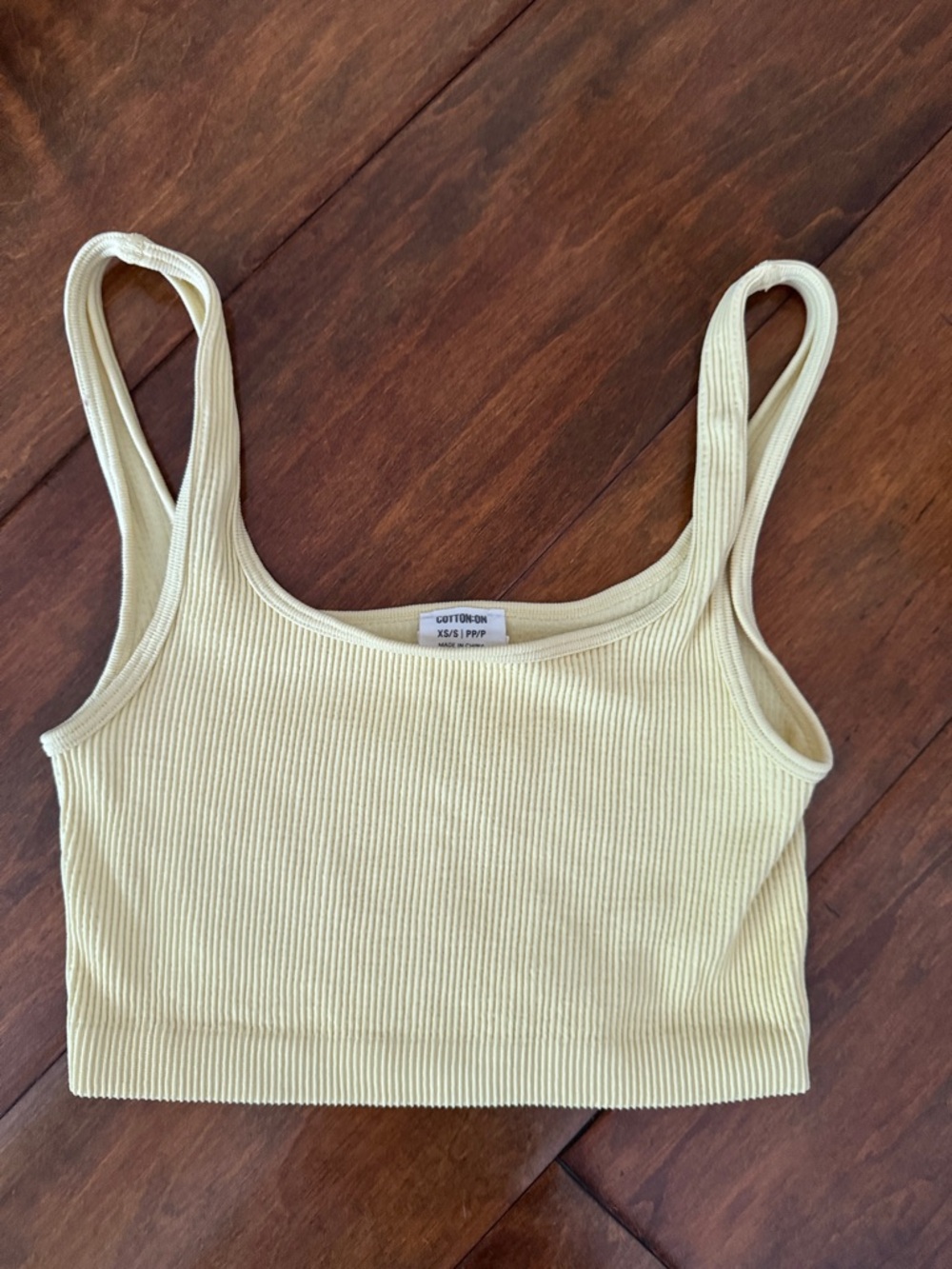 Cotton On Pale Yellow Ribbed Crop Tank XS/S